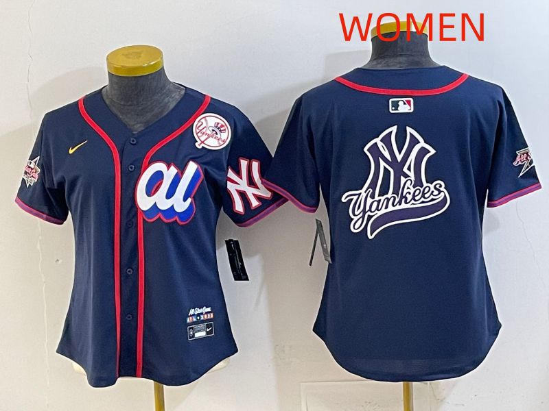 Women 2025 New York Yankees Blank Drak Blue All star Nike MLB Jersey style 011->women mlb jersey->Women Jersey